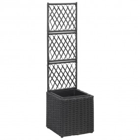 Raised Bed Black Poly Rattan, Plastic 11.8 x 11.8 x 42....