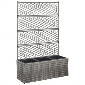 Raised Bed Grey Poly Rattan, Plastic 32.7x11.8x51.2 in ...
