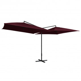 Double Parasol Bordeaux Red Polyester, Powder-Coated St...