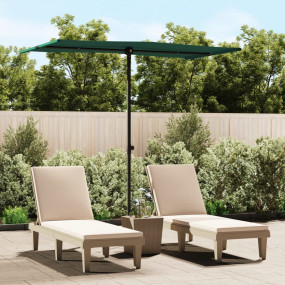 Garden Parasol Green Aluminum Medium Rotatable Garden P...