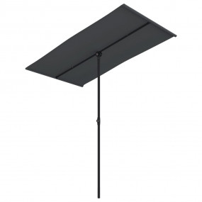 Garden Parasol Black Polyester, Aluminum Medium Height-...