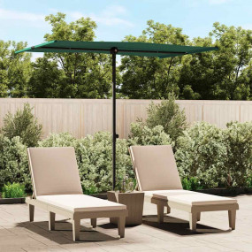 Garden Parasol Green Polyester Large Height-Adjustable