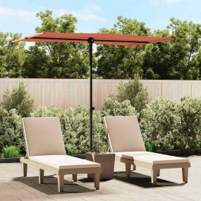 Garden Parasol Terracotta Polyester, Aluminum Medium