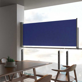 Side Awning Blue Polyester 39.4 x 118.1 in Retractable