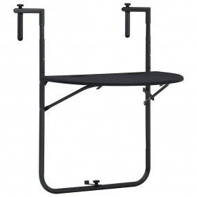Balcony Table Black Plastic 23.6x25.2x32.9 in Foldable