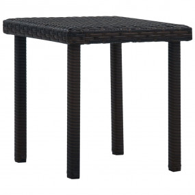 Garden Table Brown Poly Rattan, Powder-Coated Steel Sma...