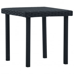 Garden Table Black PE Rattan and Powder-Coated Steel Co...
