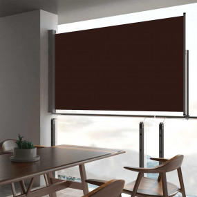 Side Awning Brown Polyester 55.1 x 118.1 in Retractable...
