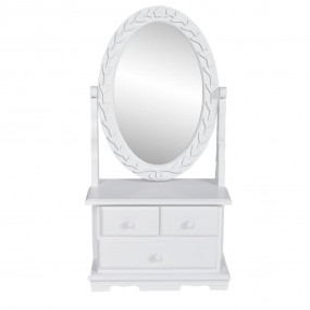 Vanity Table Soft White MDF Compact Vanity Table Oval V...