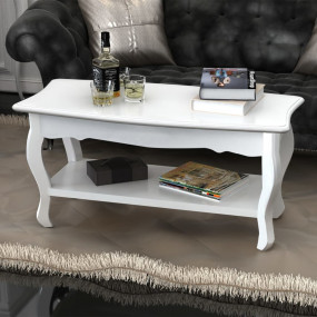 Coffee Table White Solid Pine Wood, MDF Medium Coffee T...