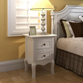 Bedside Cabinet Set of 2 White MDF, brushed pine Medium