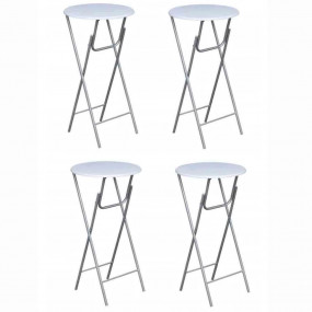 Bar Table Set of 4 Cream MDF Tabletop, Iron Legs Standa...