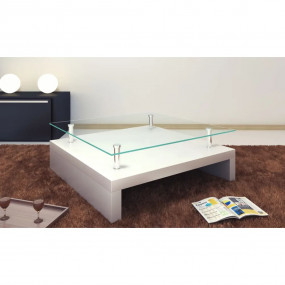 Coffee Table High gloss white MDF, Tempered Glass Mediu...