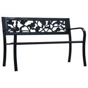 Garden Bench Black Steel 49.2 in Durable Garden Bench