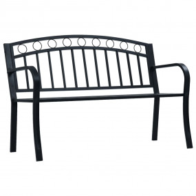 Garden Bench Black Steel 49.2 in wide Durable