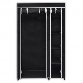 Folding Wardrobe Black Fleece fabric cover and steel tu...