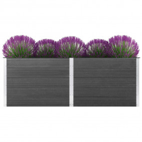 Garden Raised Bed Grey Wood-plastic composite, steel La...