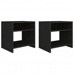 Bedside Cabinet Set of 2 Black Engineered wood Small