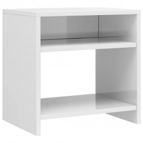 Nightstand High Gloss White Engineered Wood Standard Ni...