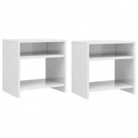 Bedside Cabinet Set of 2 High gloss white Engineered wo...