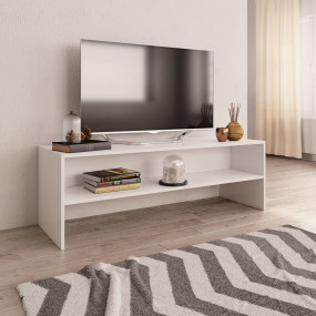 TV Cabinet White Engineered Wood Medium TV Cabinet Rect...