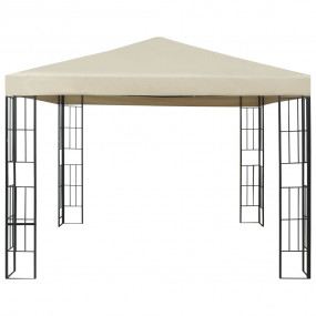 Gazebo Cream, Black Polyester fabric, Steel 9.8 x 9.8 f...