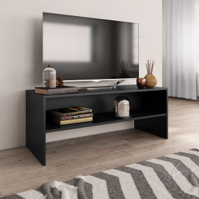 TV Cabinet Black Engineered Wood Medium TV Cabinet Rect...