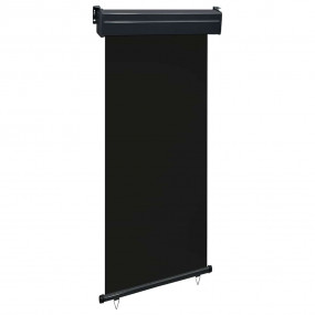 Balcony Side Awning Black Steel, Aluminum, Polyester 41...