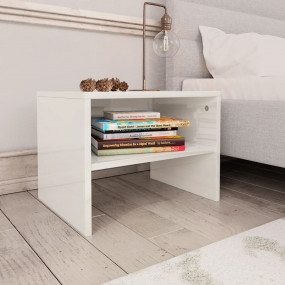 Bedside Cabinet High gloss white Engineered wood Bedsid...