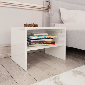 Bedside Cabinet Set of 2 High gloss white Engineered wo...