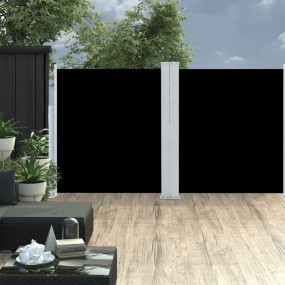 Side Awning Black Polyester 55.1 x 236.2 in Retractable