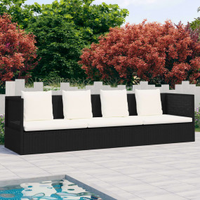 Garden Bed Black, Cream White PE Rattan, Powder-Coated ...