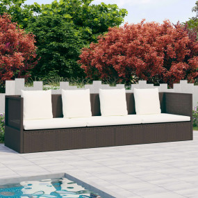 Garden Bed Brown PE rattan Foldable Cushioned Sun Loung...