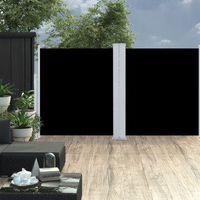 Side Awning Black fabric, Grey frame Polyester, Powder-...