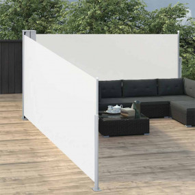 Side Awning Cream Polyester 39.4 x 393.7 in Retractable