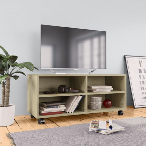 TV Cabinet Sonoma Oak Engineered Wood Compact Lockable ...