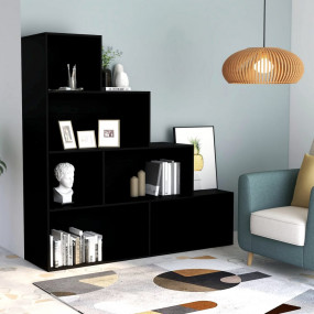 Book Cabinet Black Engineered Wood Book Cabinet Rectang...