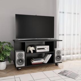 TV Cabinet Black Engineered Wood Medium TV Cabinet Rect...