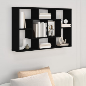 Wall Shelf Black Engineered wood Medium Wall Shelf Rect...