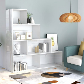 Book Cabinet High gloss white Engineered wood 61x9.4x63...