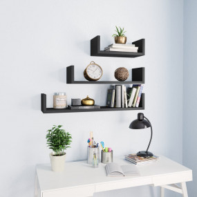 Shelf Set of 3 Gray Engineered wood Various sizes up to...