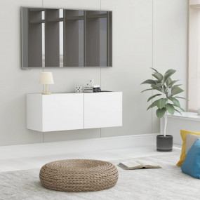 TV Cabinet White Engineered wood Small Drop-Down TV Cab...