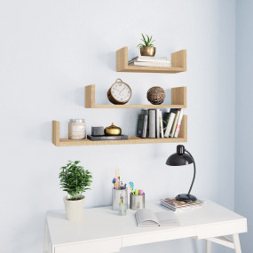 Shelf Set of 3 Sonoma oak Engineered wood Small, Medium...