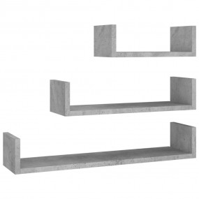 Shelf Set of 3 Concrete grey Engineered wood Small, Med...