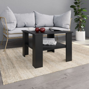Coffee Table Black Engineered wood Small Square Modern