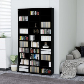 CD Cabinet Black Engineered Wood Large CD Cabinet Recta...