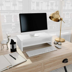 Monitor Stand White Engineered Wood Standard Ergonomic