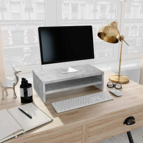 Monitor Stand Concrete Grey Engineered Wood Small Minim...
