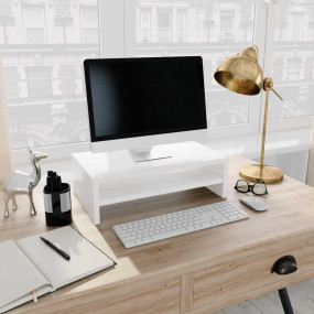 Monitor Stand High gloss white Engineered wood Storage