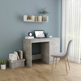 Desk Concrete Grey Engineered Wood Desk Rectangular Mod...